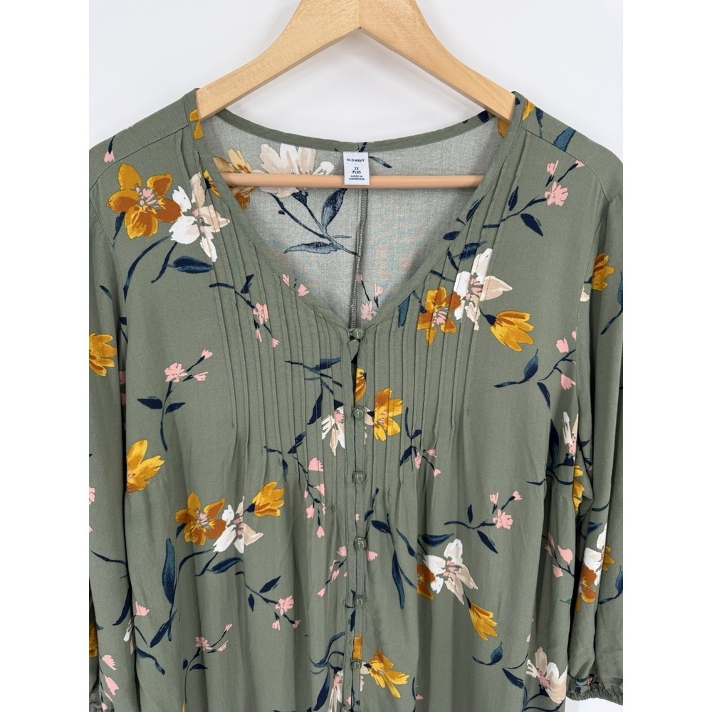 Old Navy Dress Womens Plus 2X Floral Flowy Romantic Casual Relaxed Comfy Forest - Picture 8 of 8